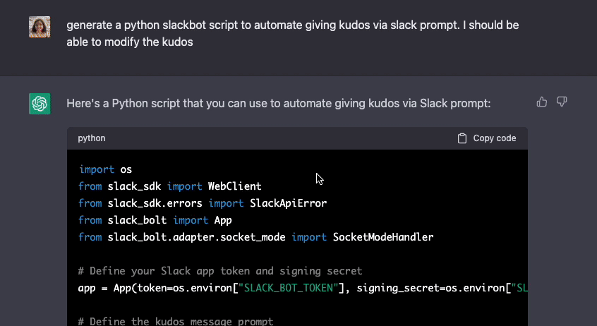 Python slack bot script generated by chatgptt