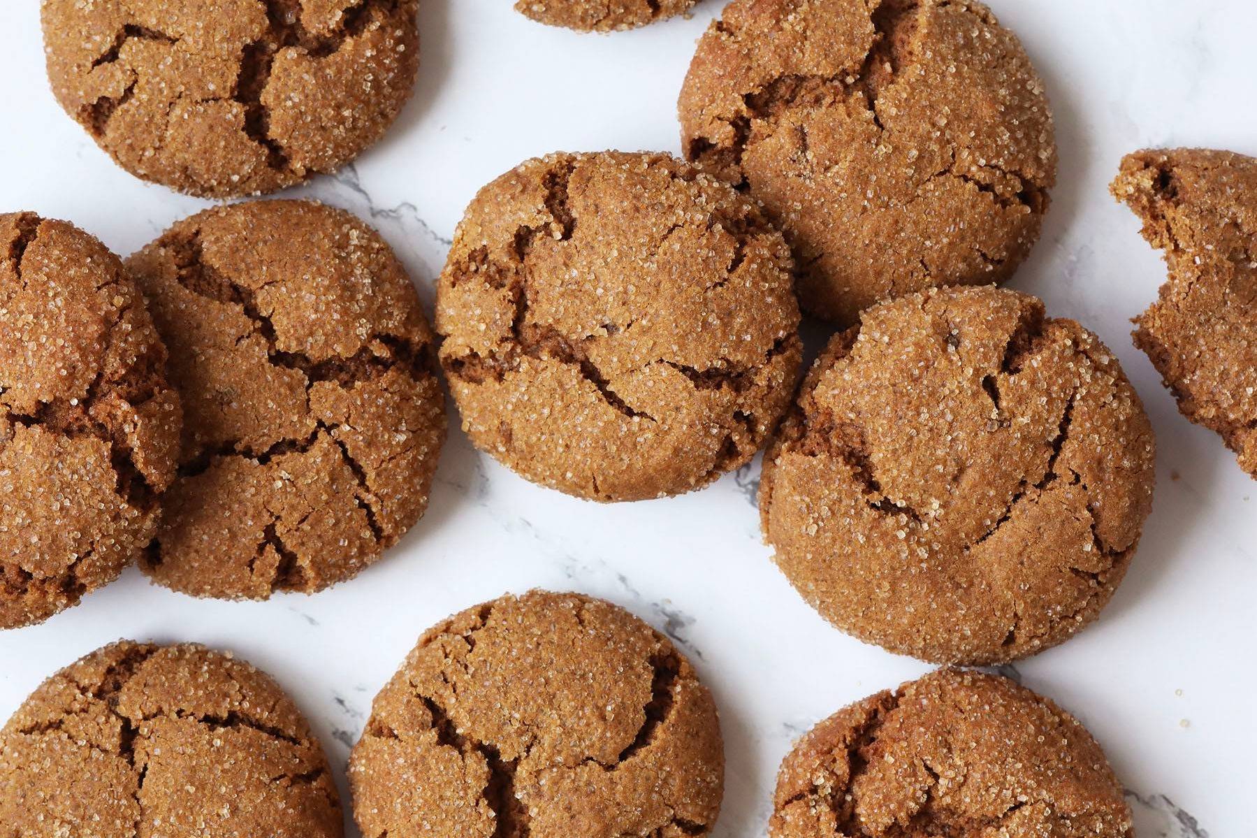 soft ginger cookies on a marble background
