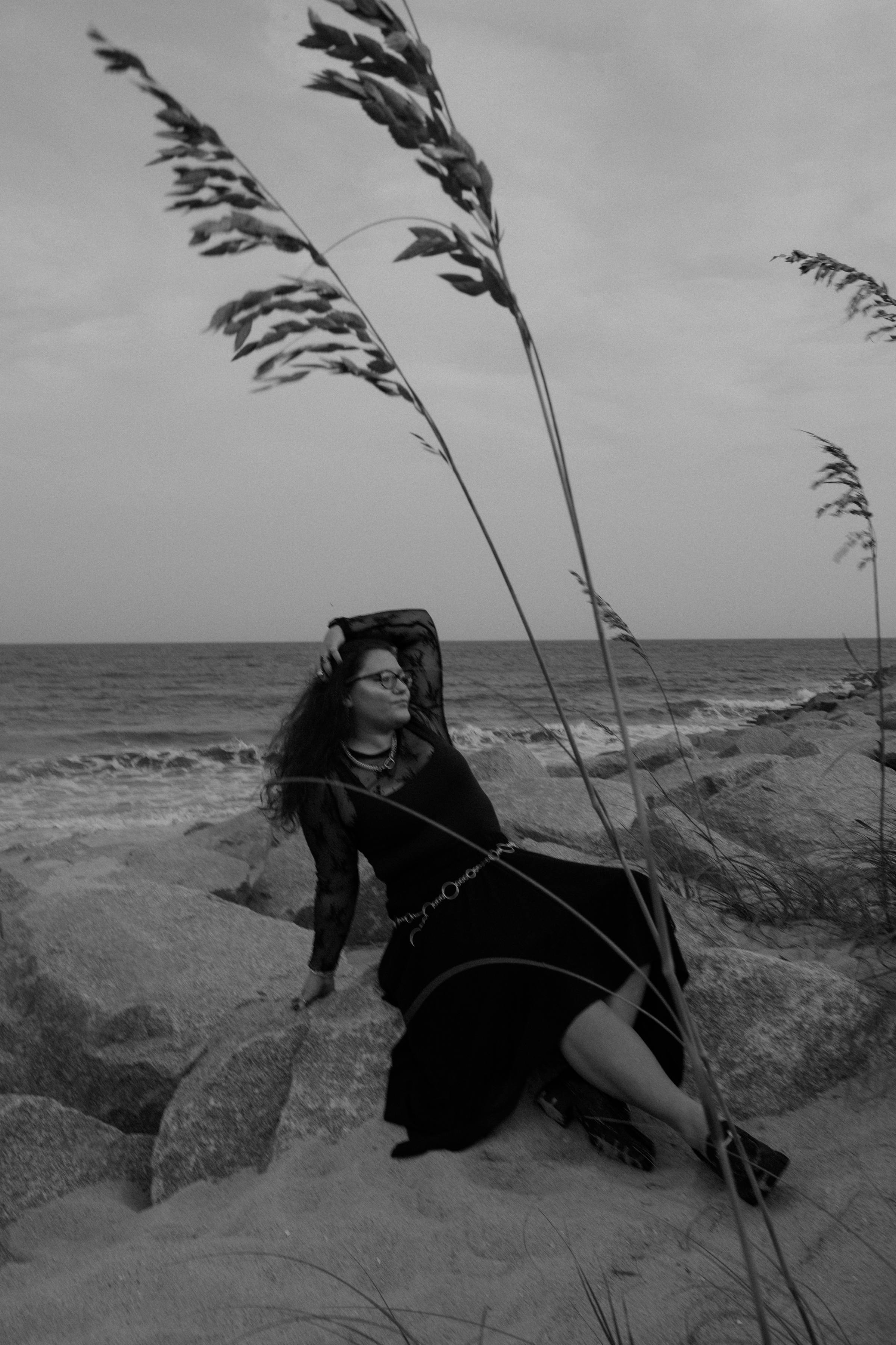 B&W image of me on the beach