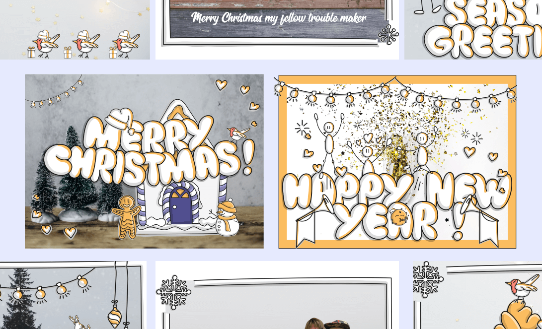 Several of the christmas card designs made by the participants