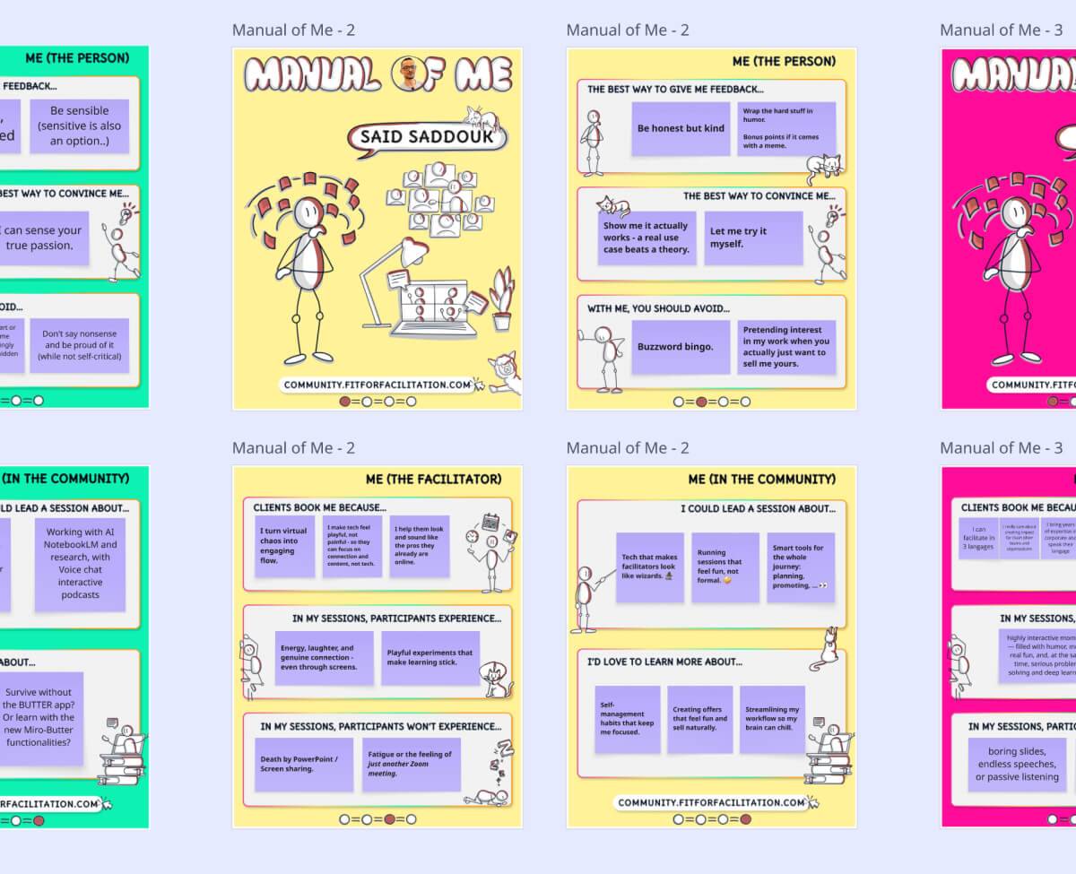 A template for the Manual of Me in different colours and decorated with CNVS illustrations