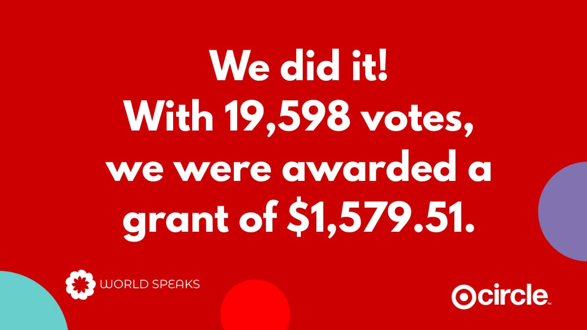 We did it! With 19,598 we were awarded a grant of $1,579.51