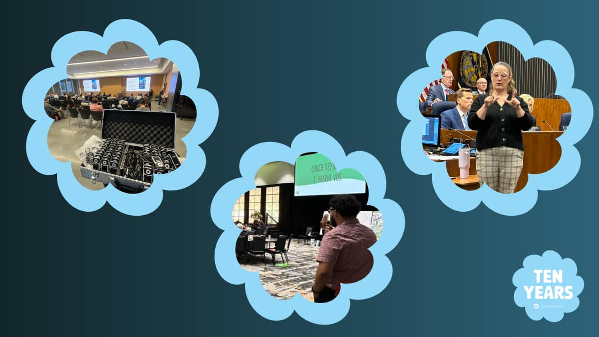 A collage of interpreters working. 