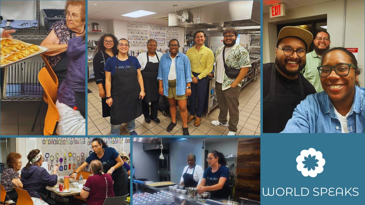 A collage of photos from Language Access Week show our empanada making event