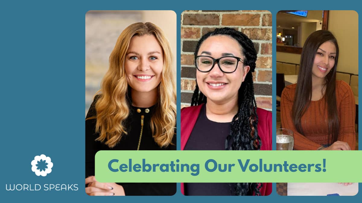 Image shows photos of three women and below them are the words "Celebrating our volunteers!" 