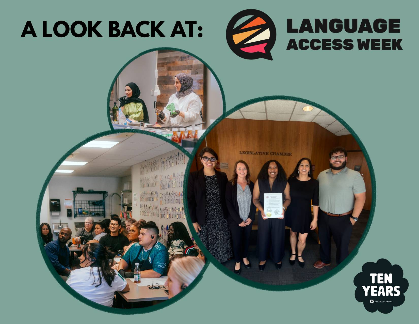 A collage of photos from Language Access Week. 