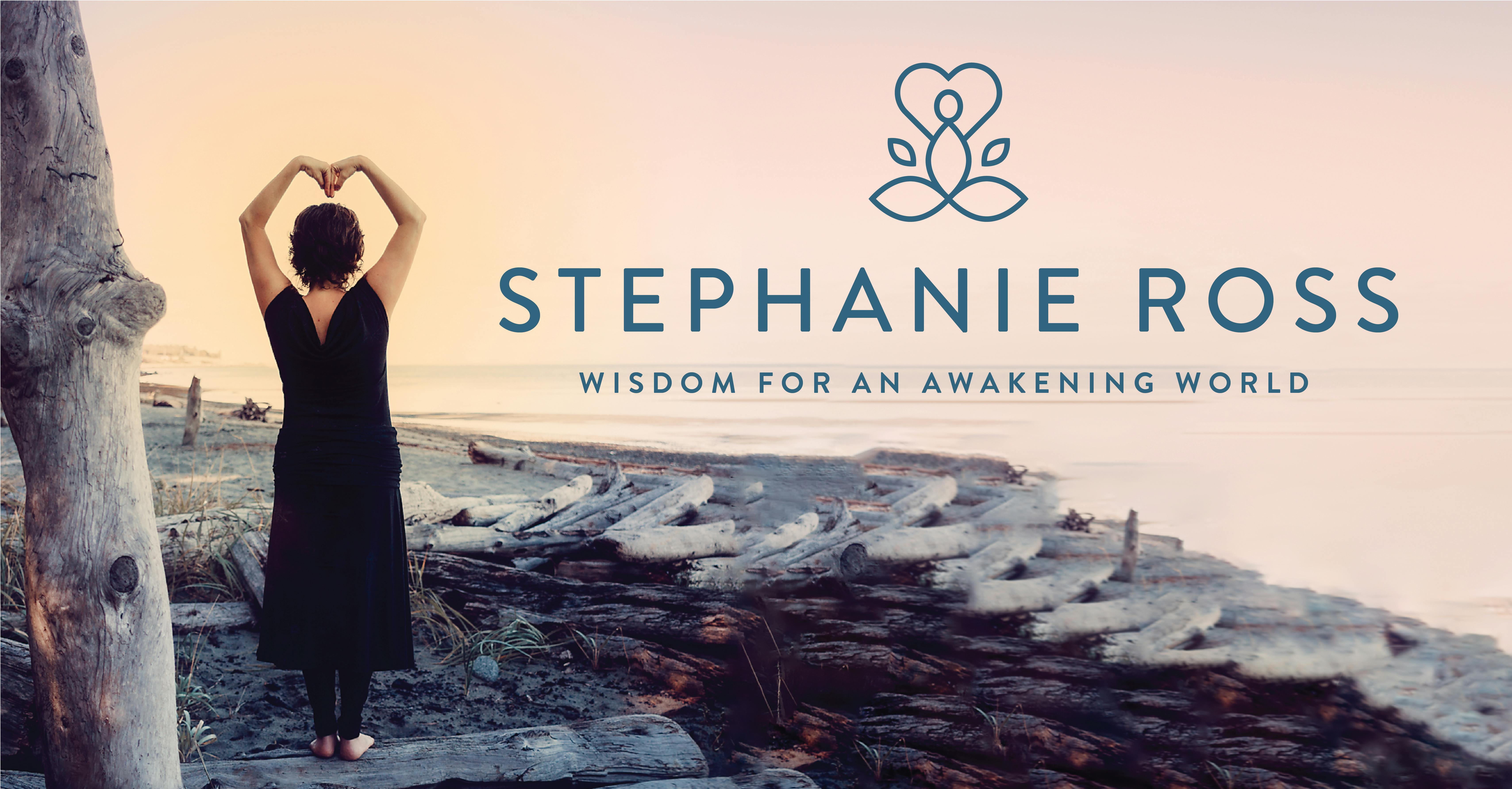Book Navigating Change from the Inside Out: Remain Energized, Anchored, and Clear During LIfe's Daily Challenges and Changes. By Stephanie Ross. A peaceful woman is going Yuan Qigong on a sandy beach. She looks mindful and tranquil in stormy weather.