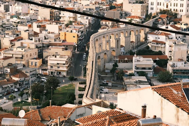 an aerial view of a city