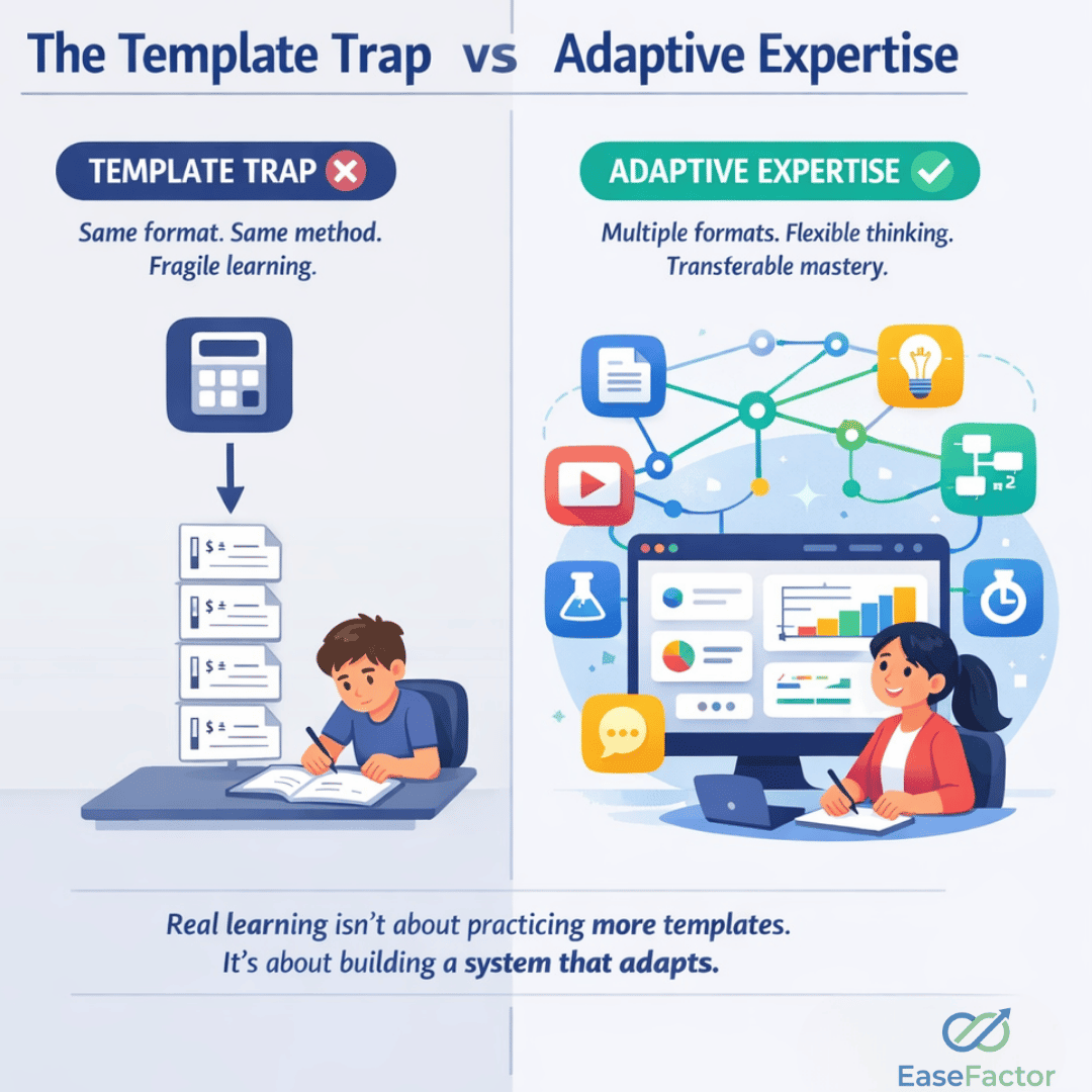 The Template Trap - students feel confident after studying but freeze when questions change format 