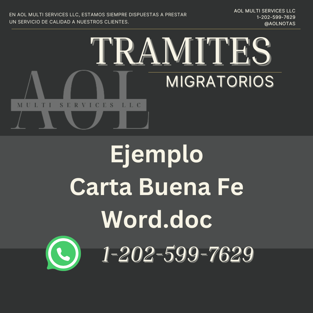 Ejemplo Carta de buena fe para inmigracion