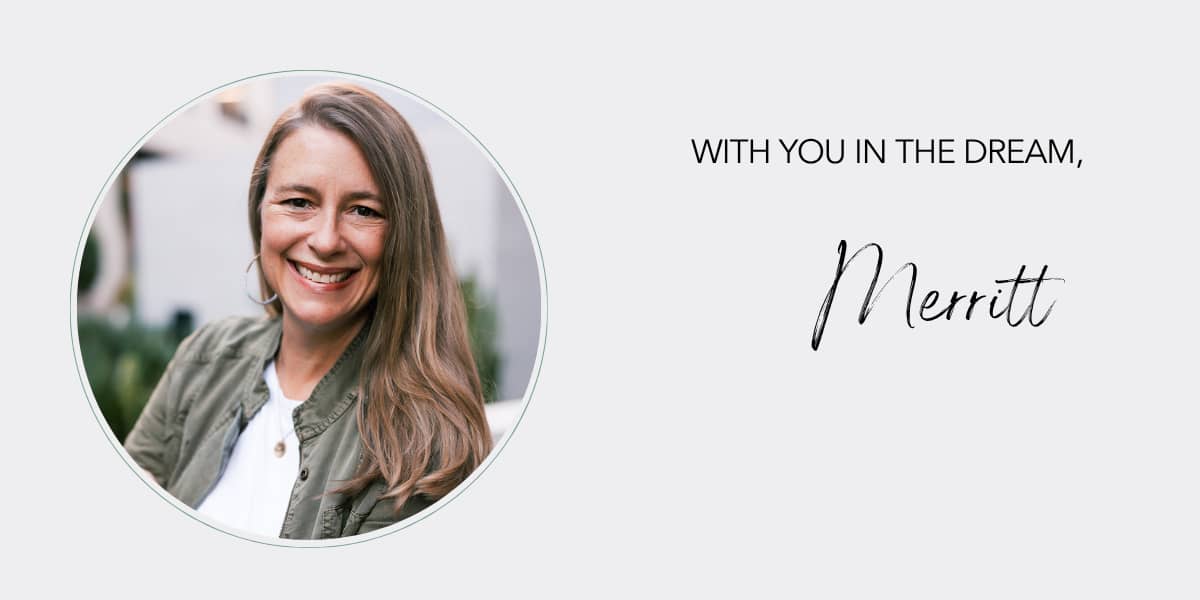 Photo and signature line that says: With you in the dream, Merritt