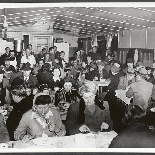 Scene from the Safe Haven Emergency Refugee Shelter, depicting some of the 982 refugees housed at Fort Ontario from Aug. 1944 to Feb. 1946.