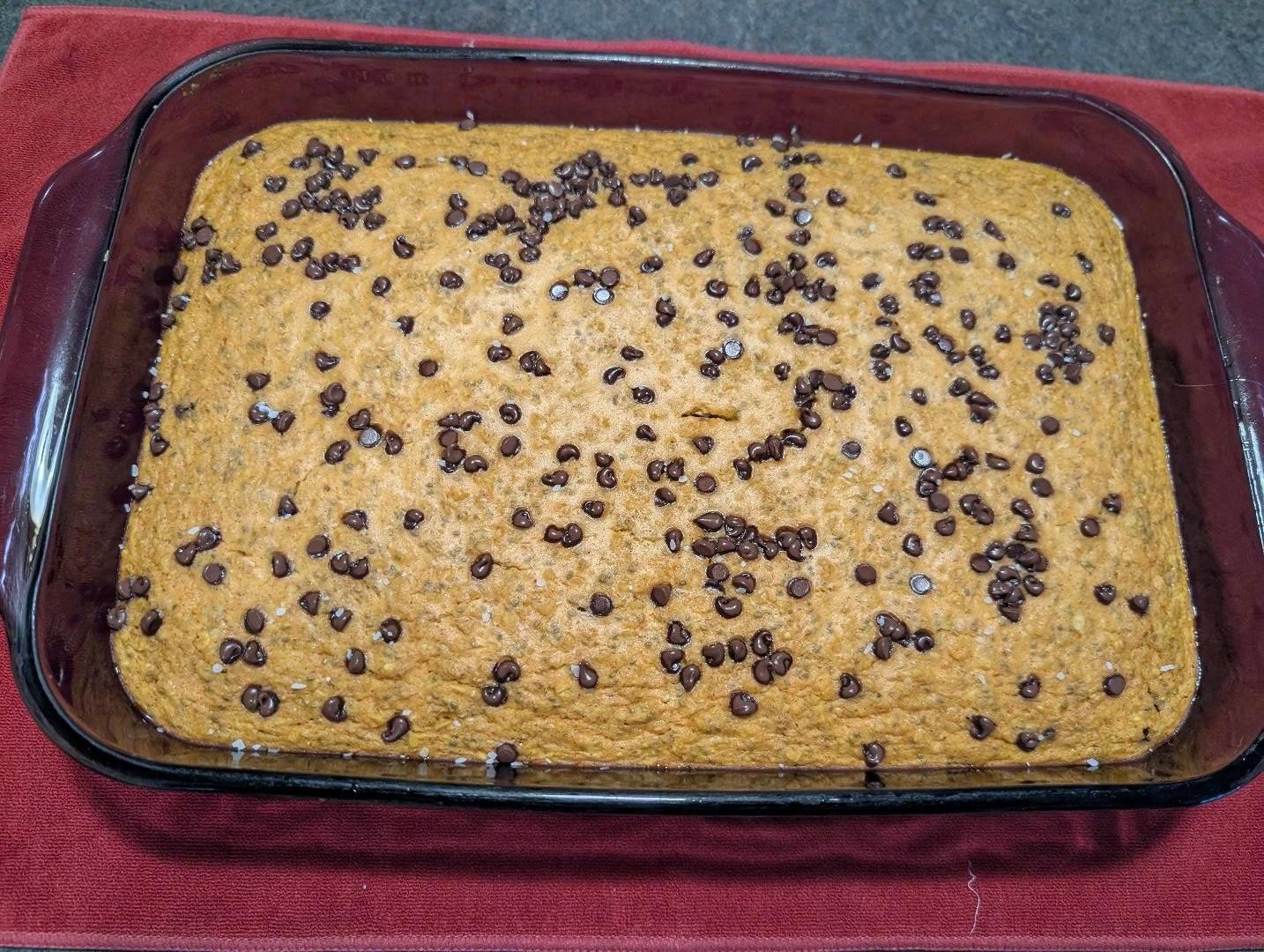 Russ Davis’s High Protein Pumpkin Baked Oatmeal with chocolate chips