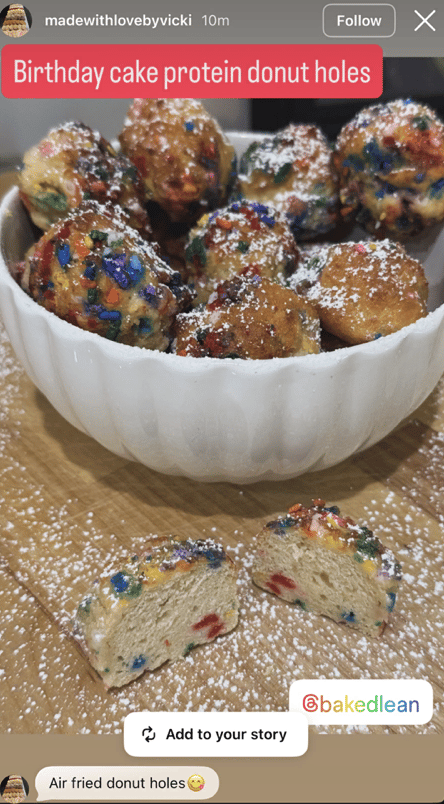 Birthday cake protein donut holes made by @madewithlovebyvicki