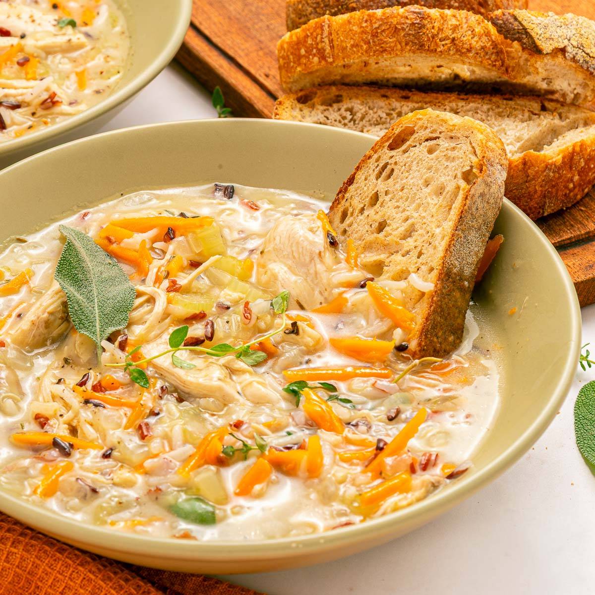 Slow Cooker Chicken and Wild Rice Soup.