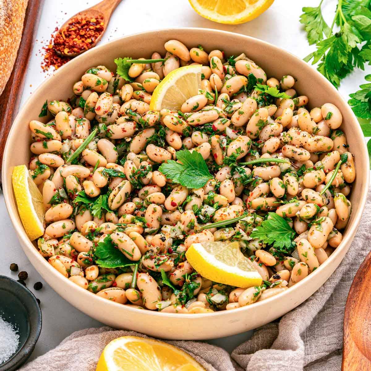 White bean salad.