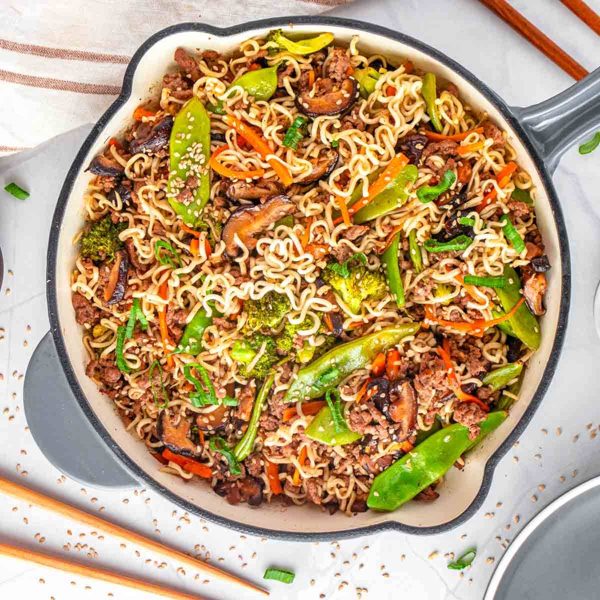 Ground beef stir fry.