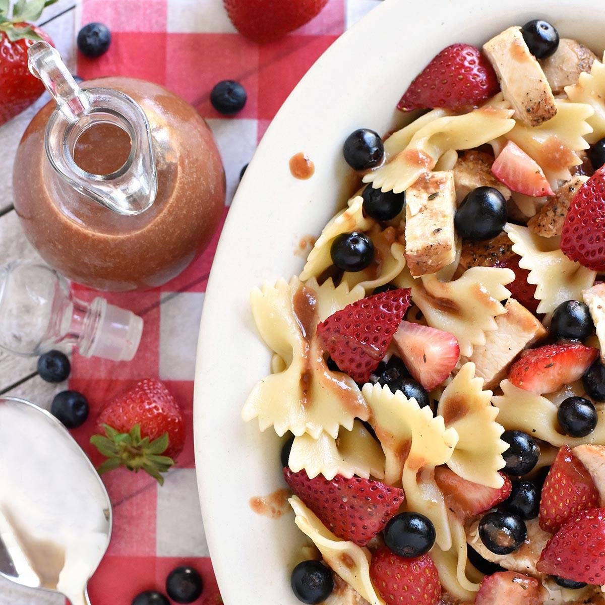 Chicken berry pasta salad.