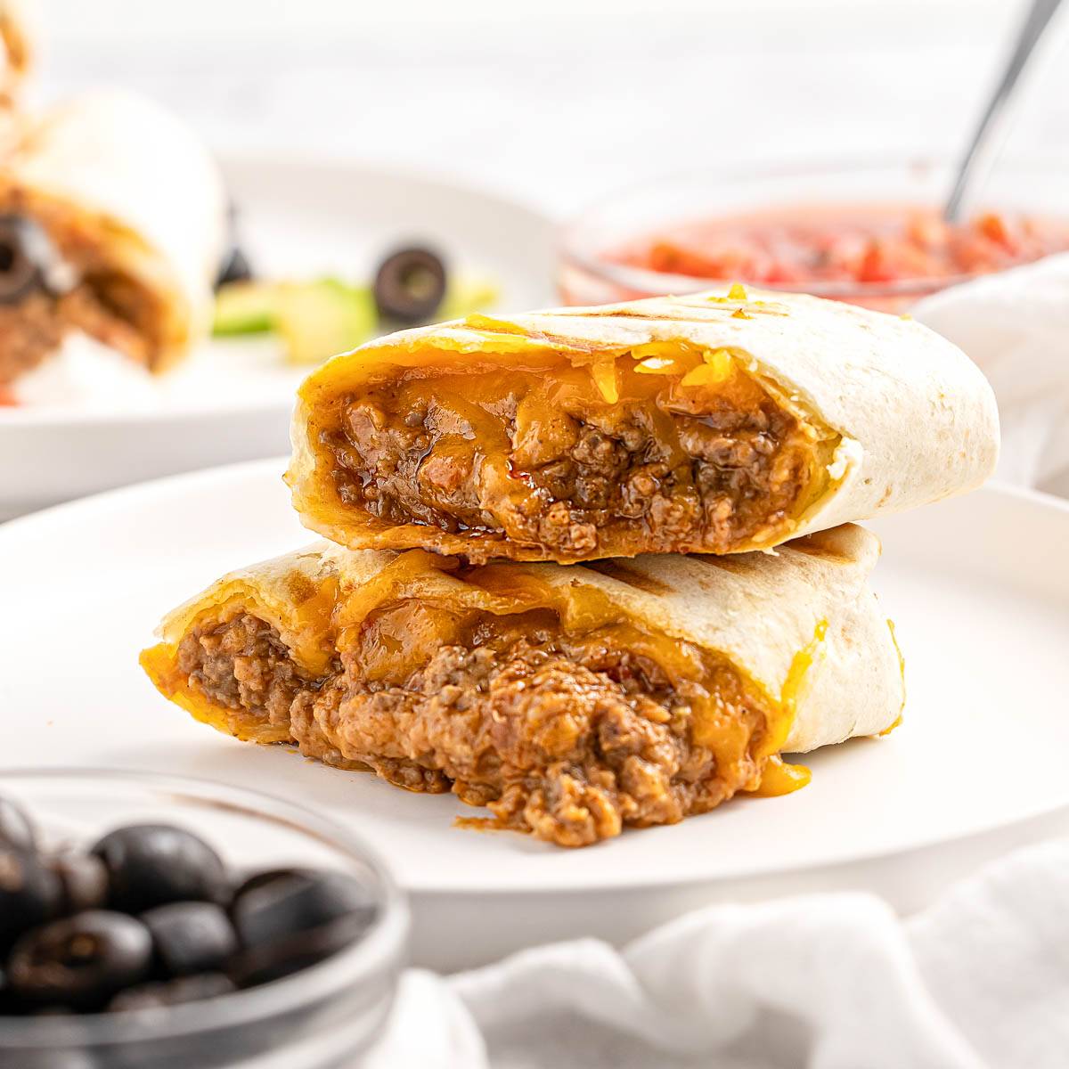 Beef and bean burritos.