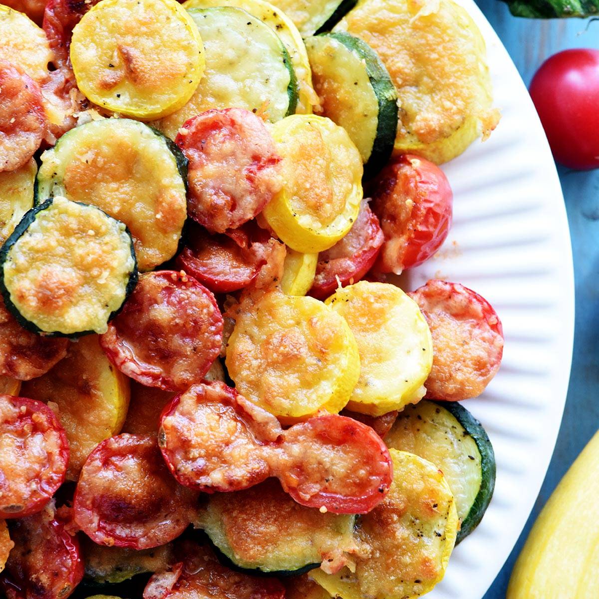 Baked Parmesan Summer Veggies.
