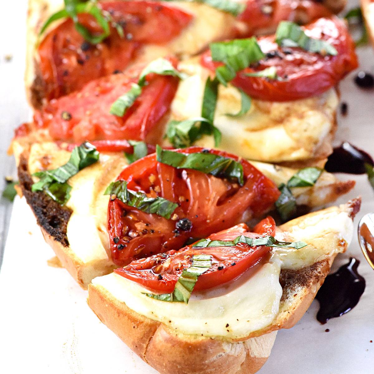 Caprese French bread pizza.