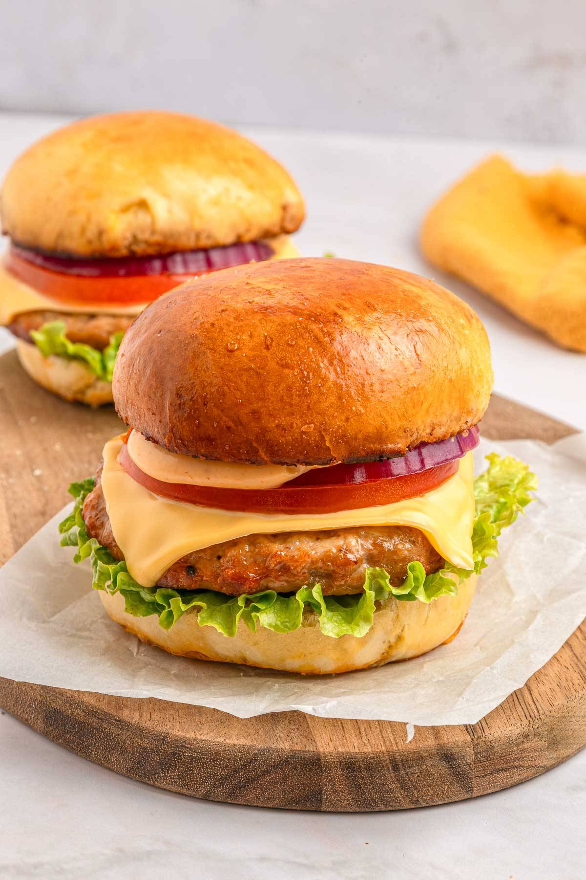 Chicken burgers.