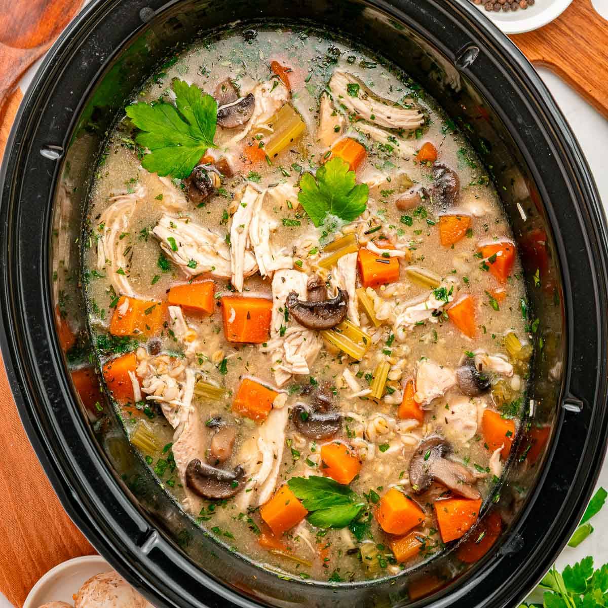 Chicken barley soup.
