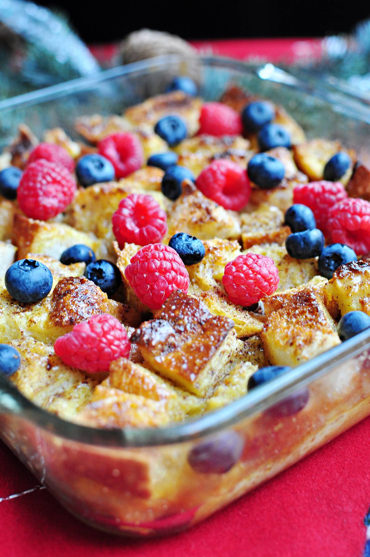 Eggnog French toast casserole.