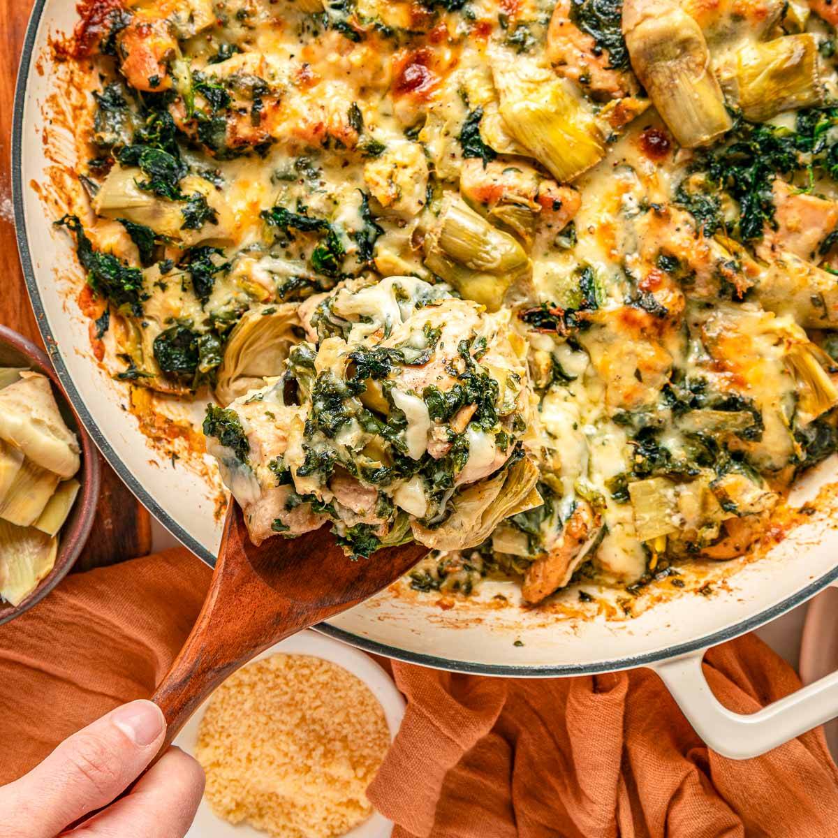 Spinach artichoke chicken.