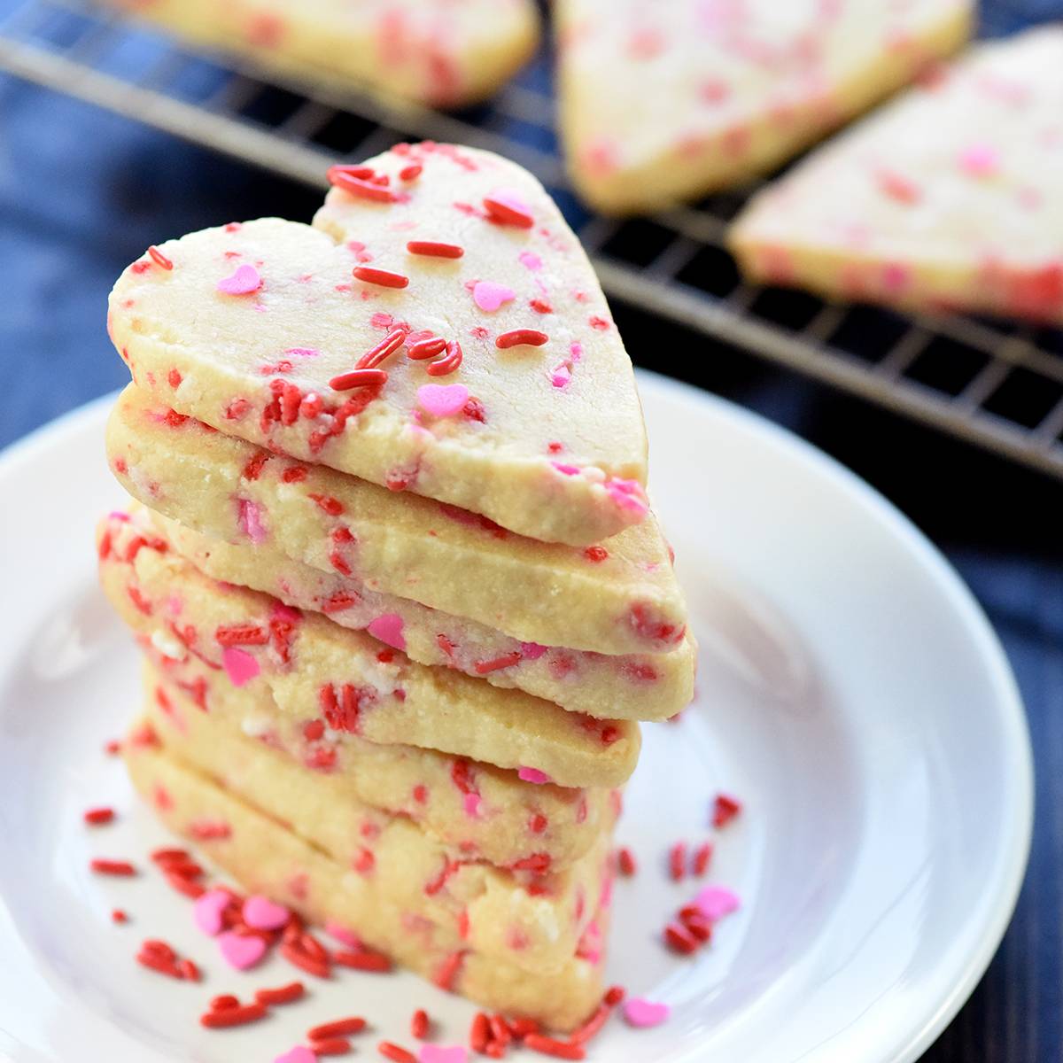 Heart shaped shortbread cookies.