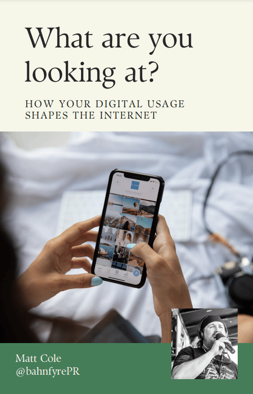 cover of ebook with text "what are you looking at? how your digital usage shapes the internet"