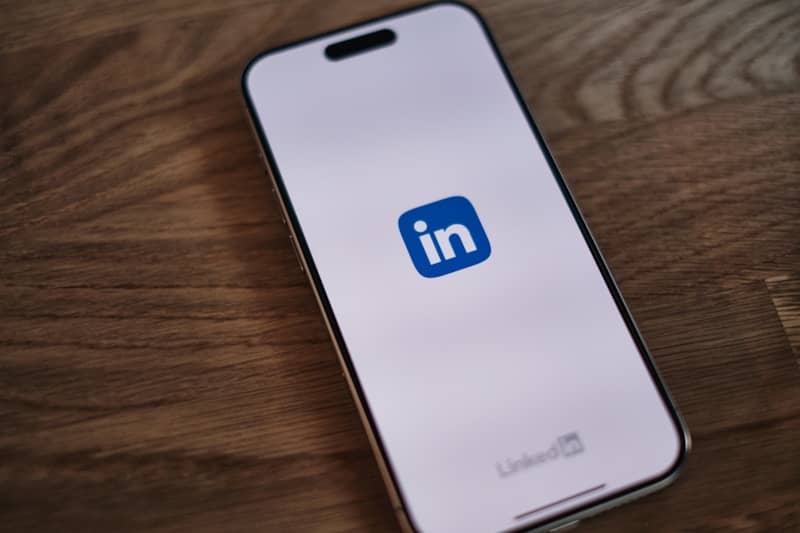 blank phone screen displaying linkedin logo