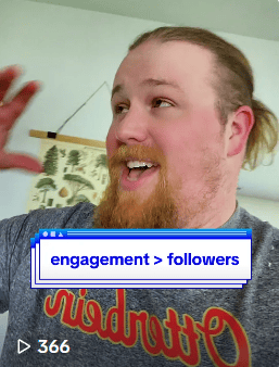 thumbnail of white guy with text "engagement > followers"