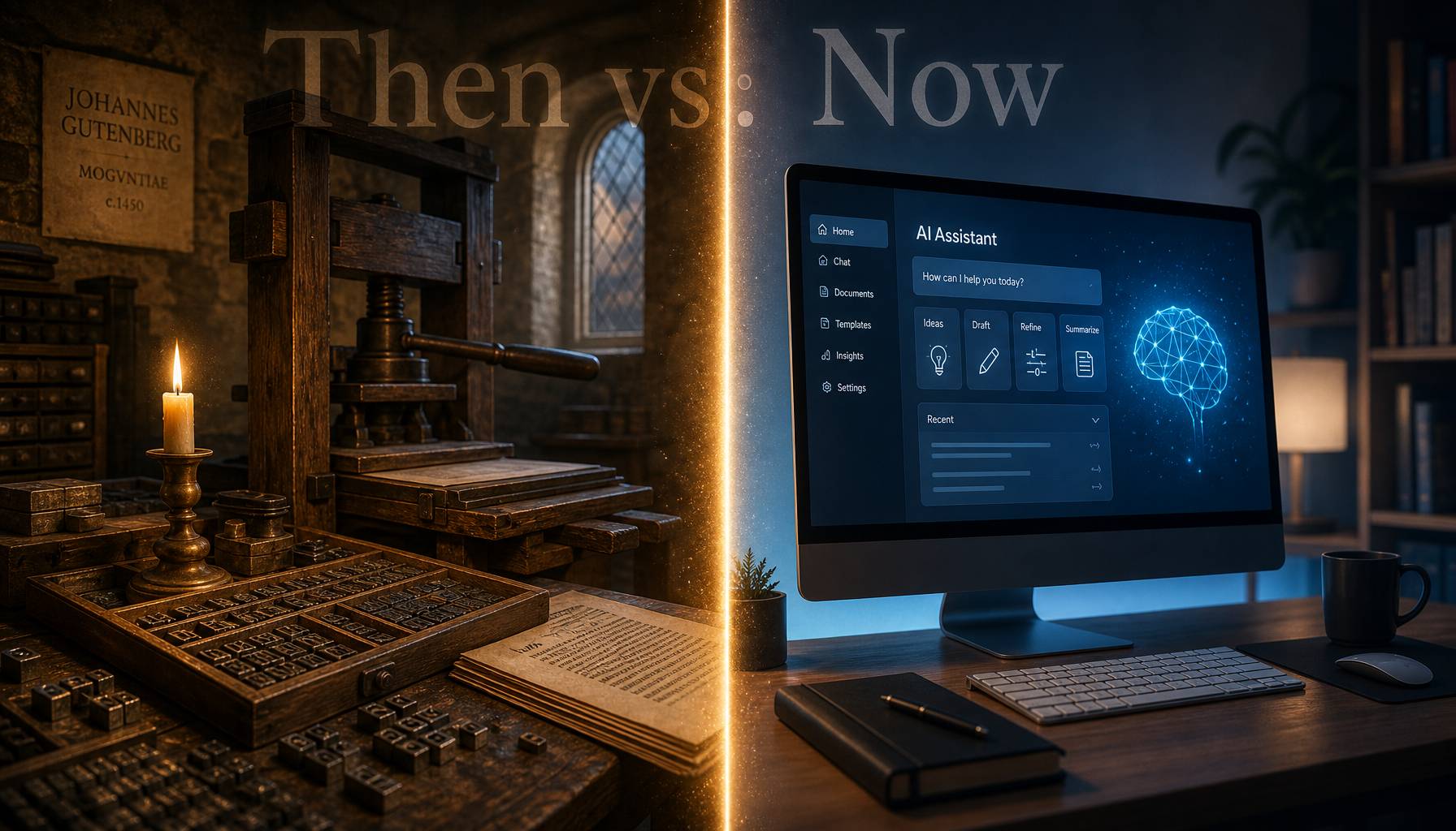 The printing machine centuries ago and computer today