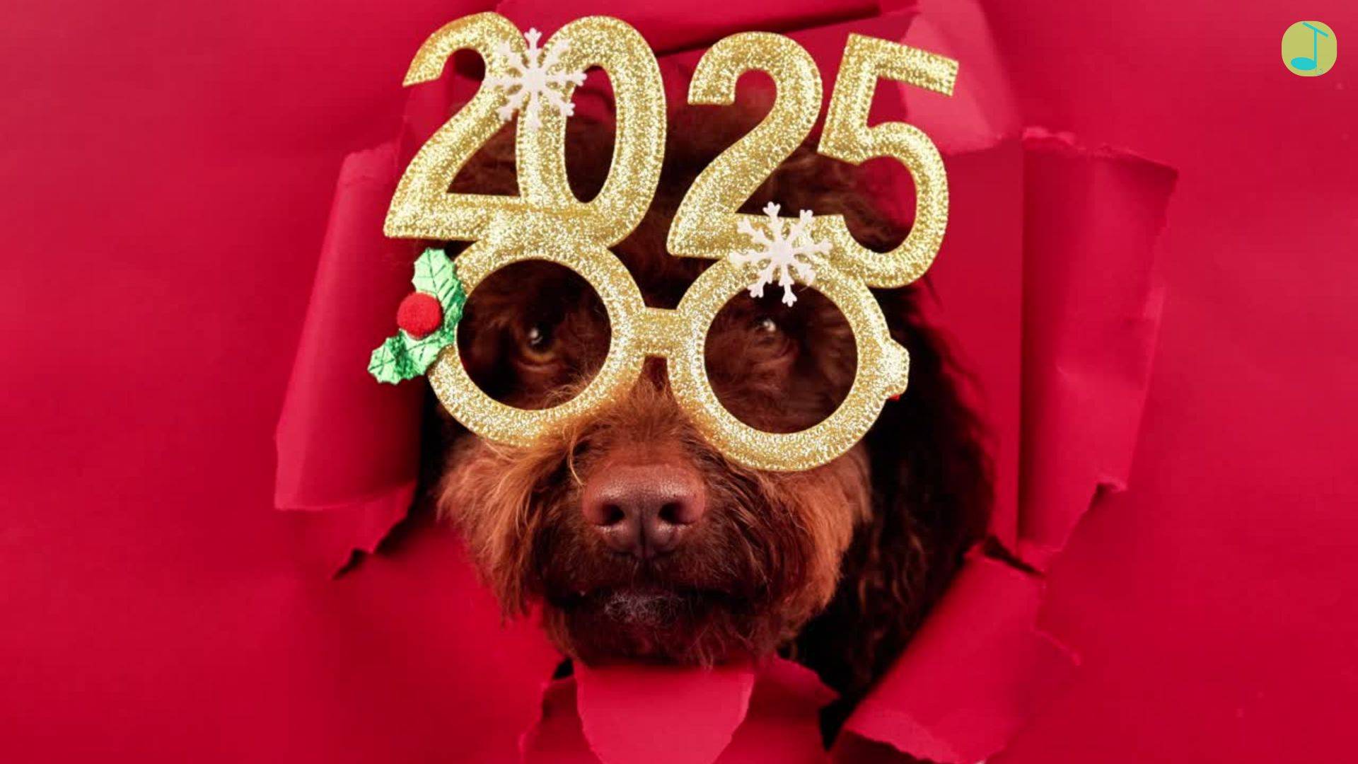 Dog wearing 2025 glasses