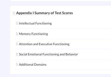 Structured Appendices feature