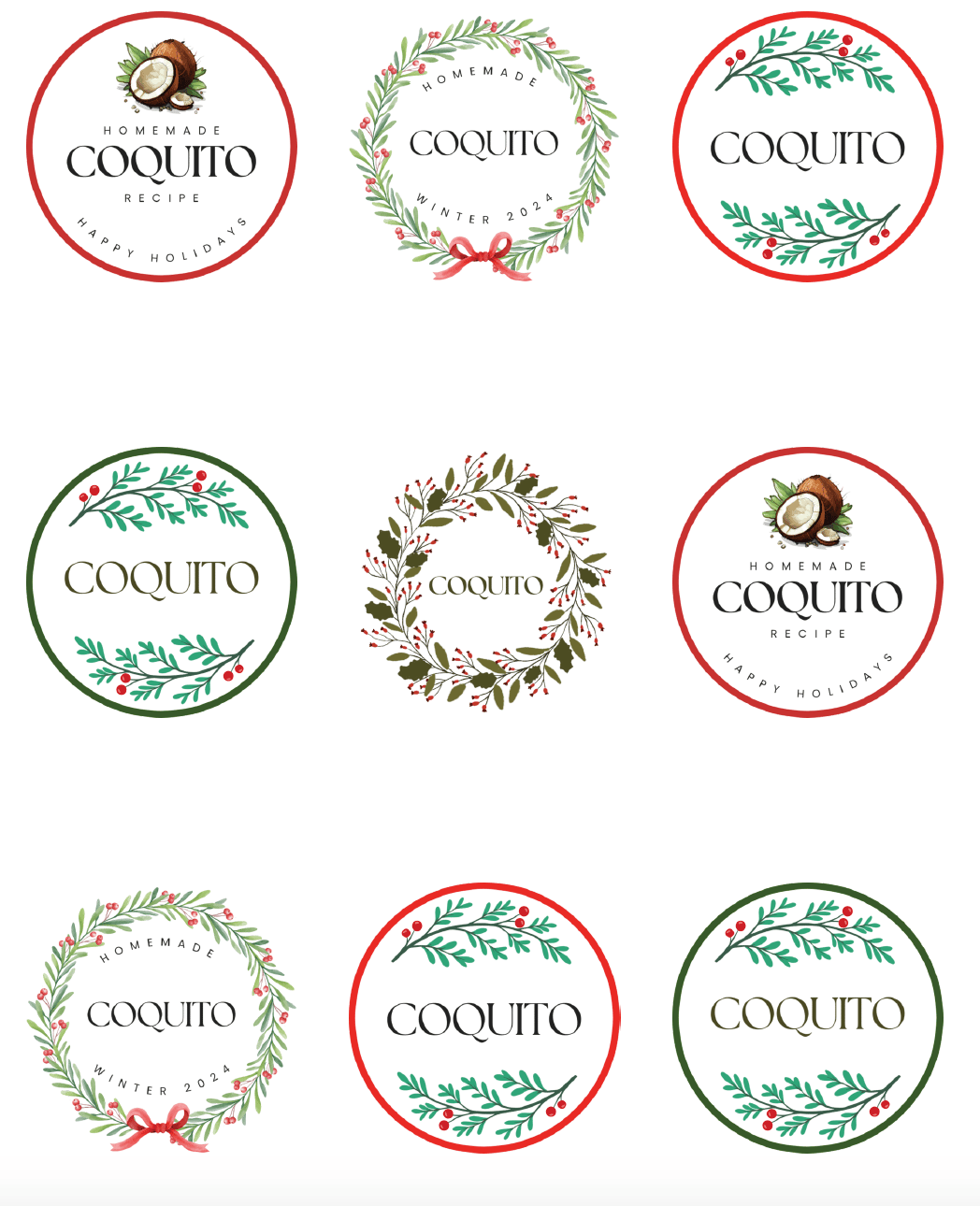 Coquito Gift Labels Bundle