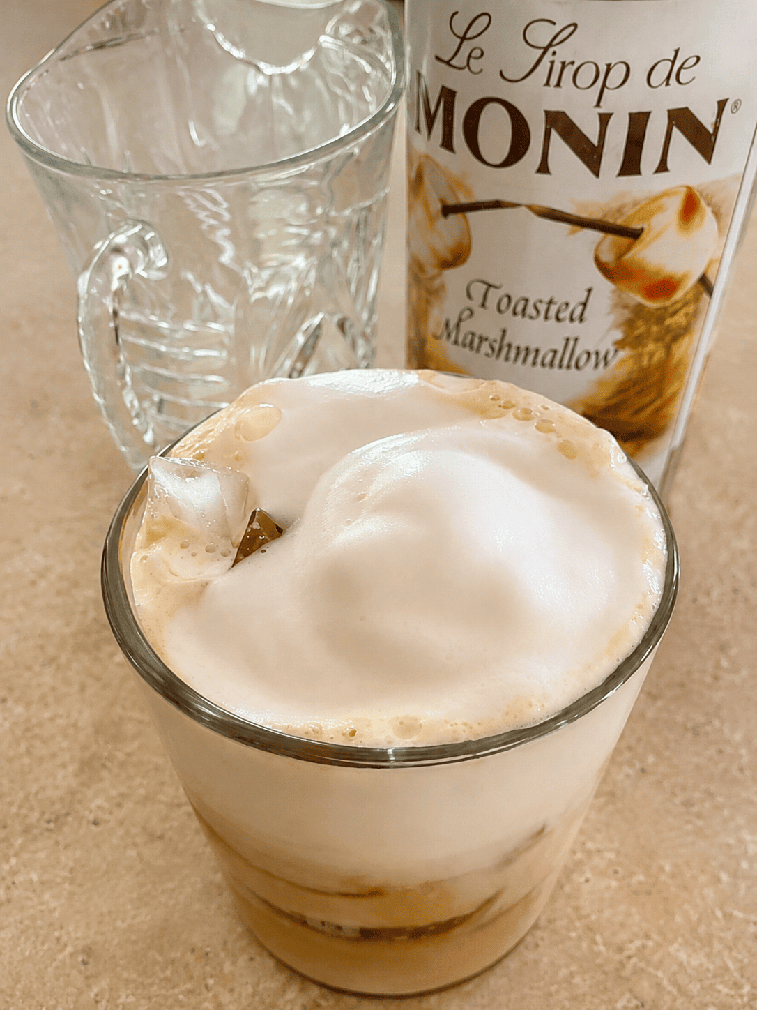 Marshmallow Cold Foam recipe made with an iced latte
