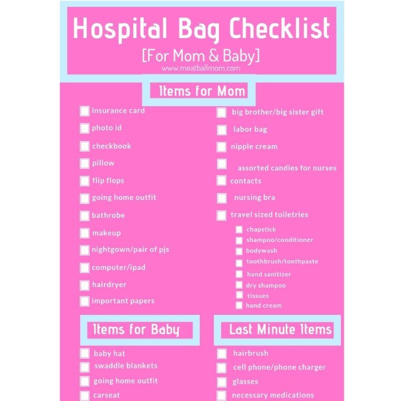 HOSPITAL BAG CHECKLIST + FREE PRINTABLE - Nursery Design Studio