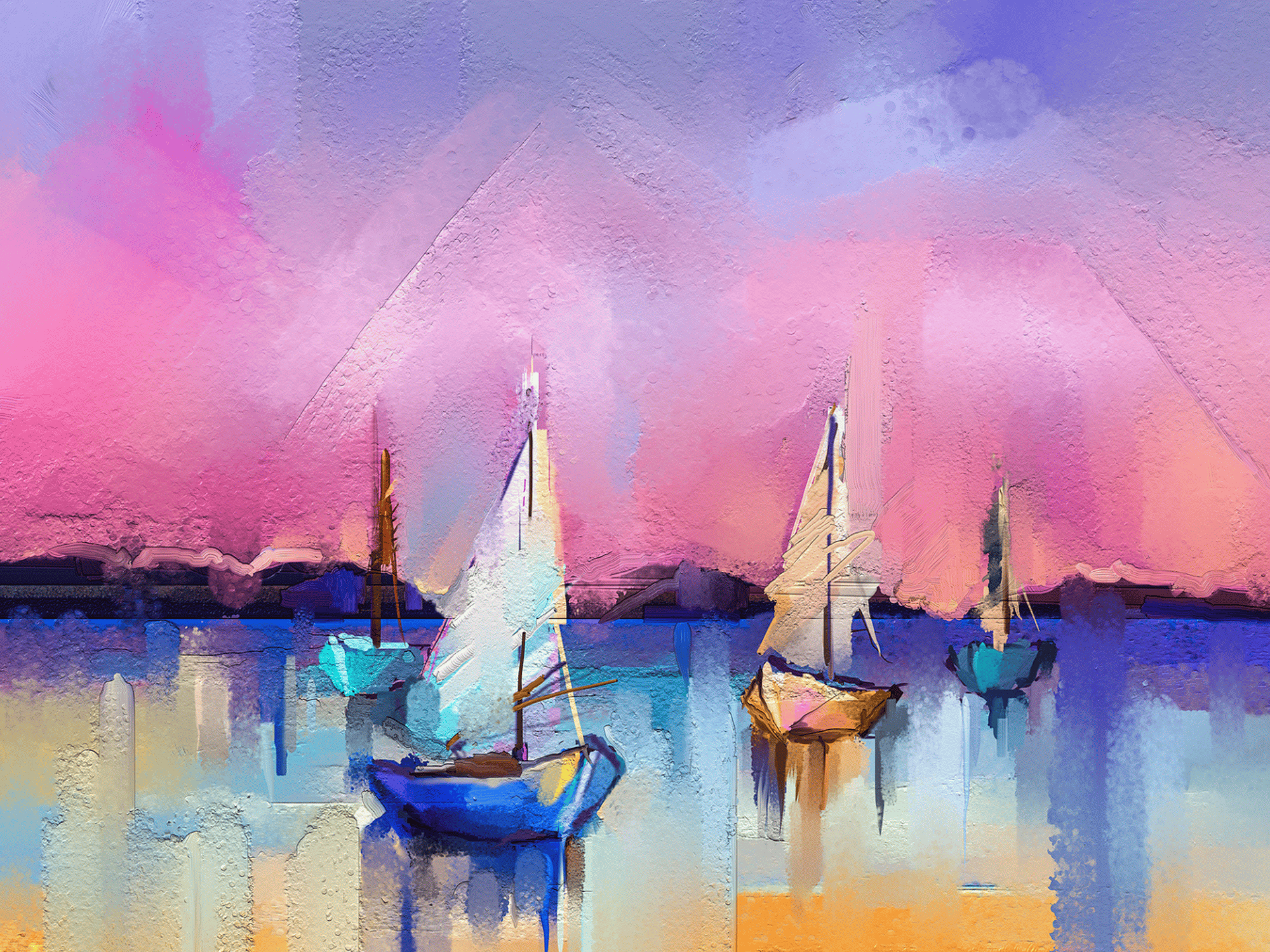 pink and blue sailboats