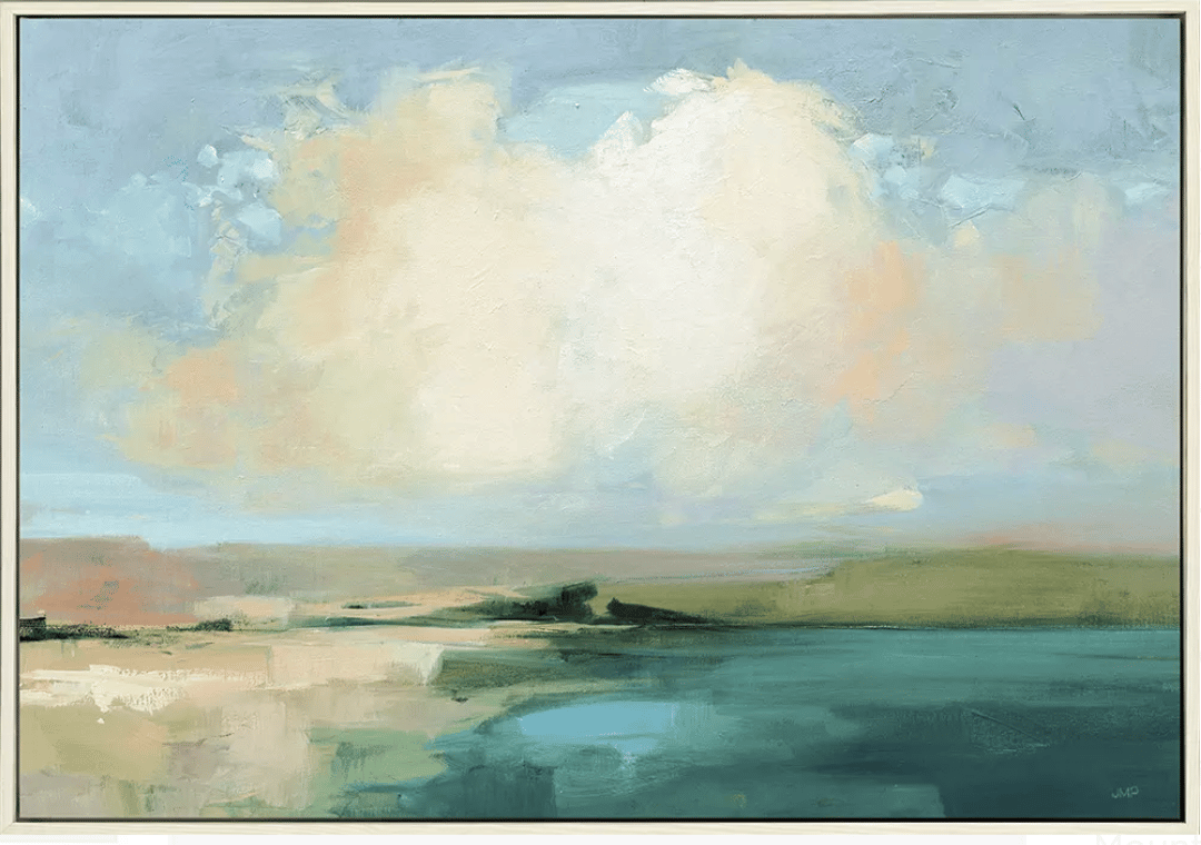 Abstract Landscape with Blue Sky, Clouds, and Water
