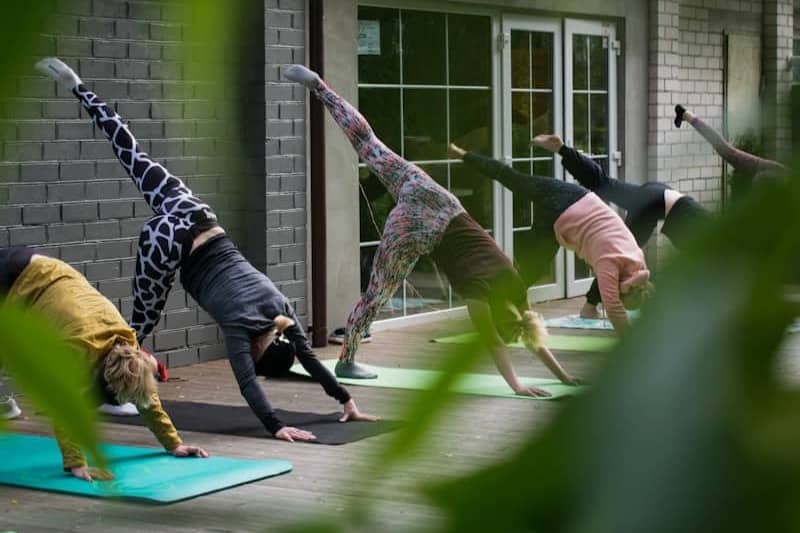 woman doing exercise routine