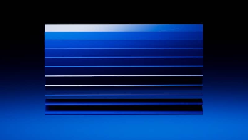 Abstract blue and black horizontal lines with reflections