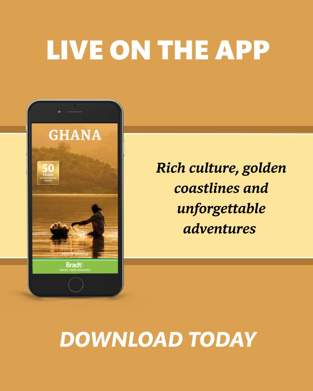 Poster advertising Ghana guidebook now live on the Bradt app vcd