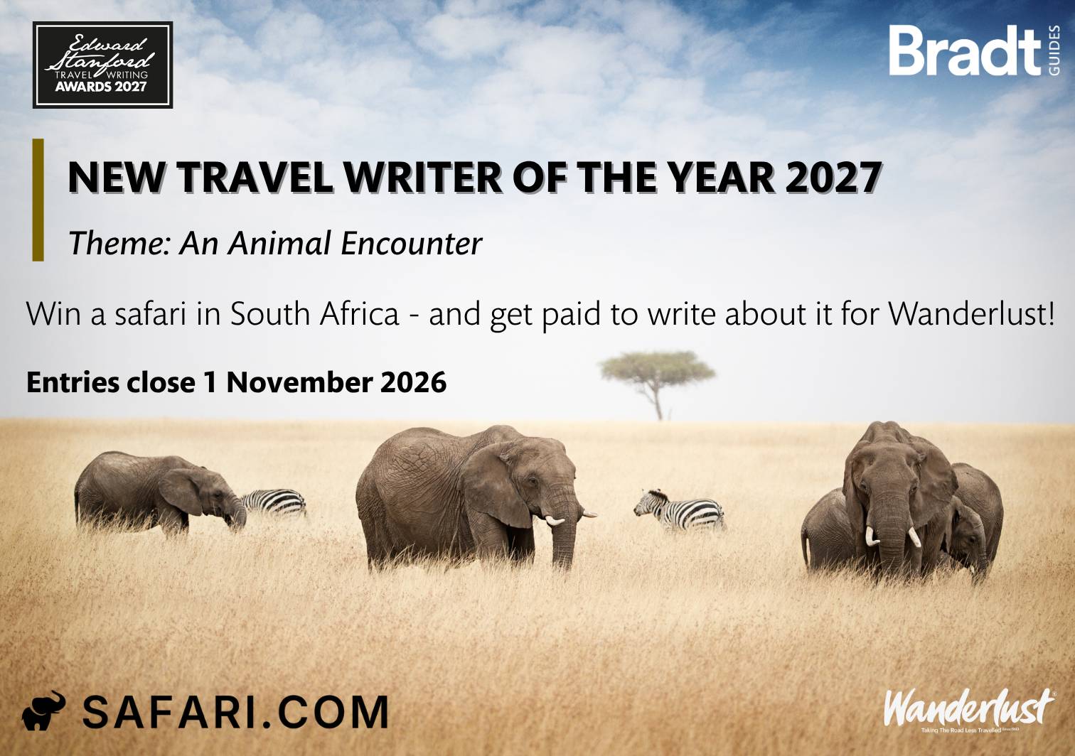 Poster for the Bradt Guides New Travel Writer of the Year 2027 competition