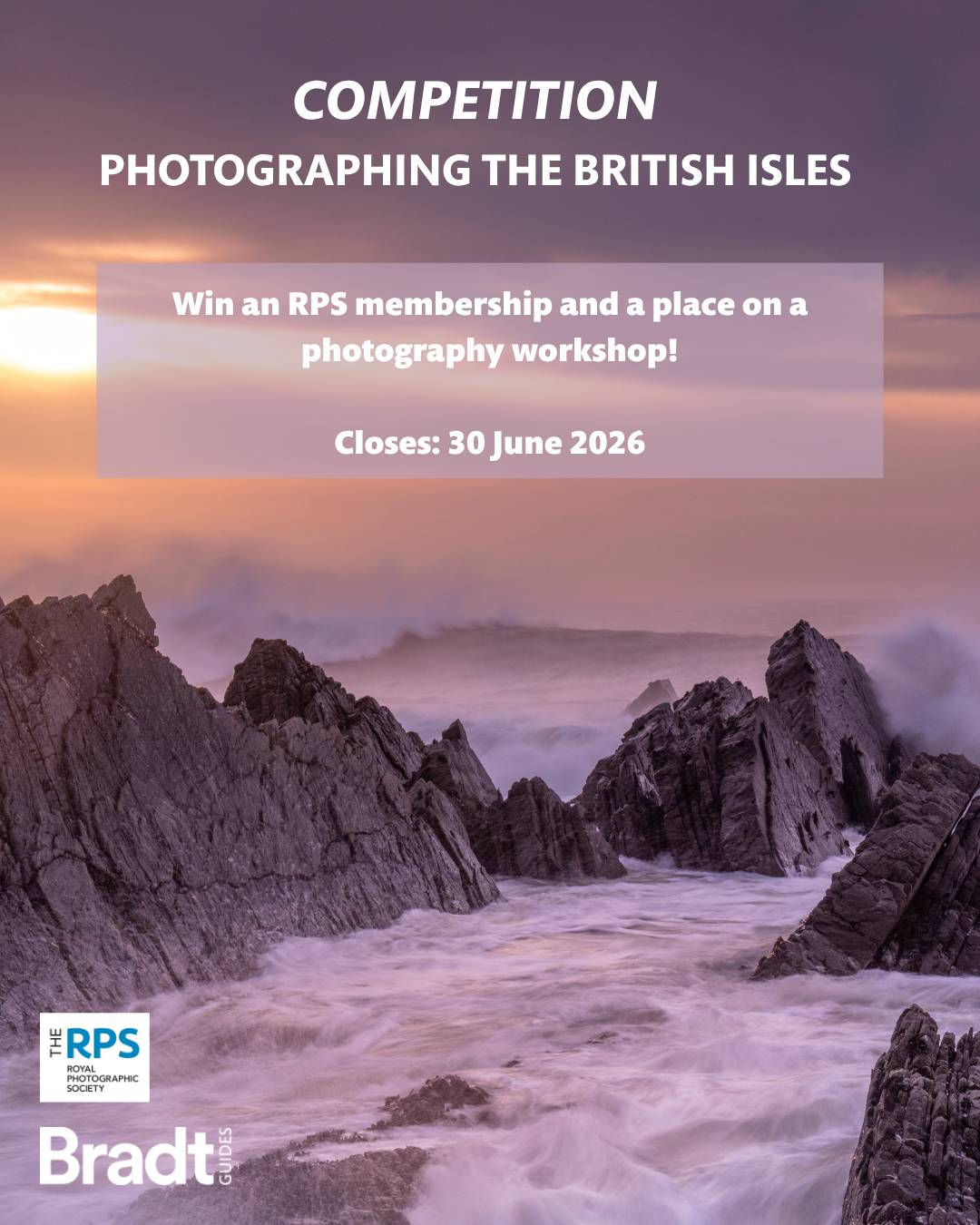 Stormy ocean at dusk advertising the Bradt photography competition