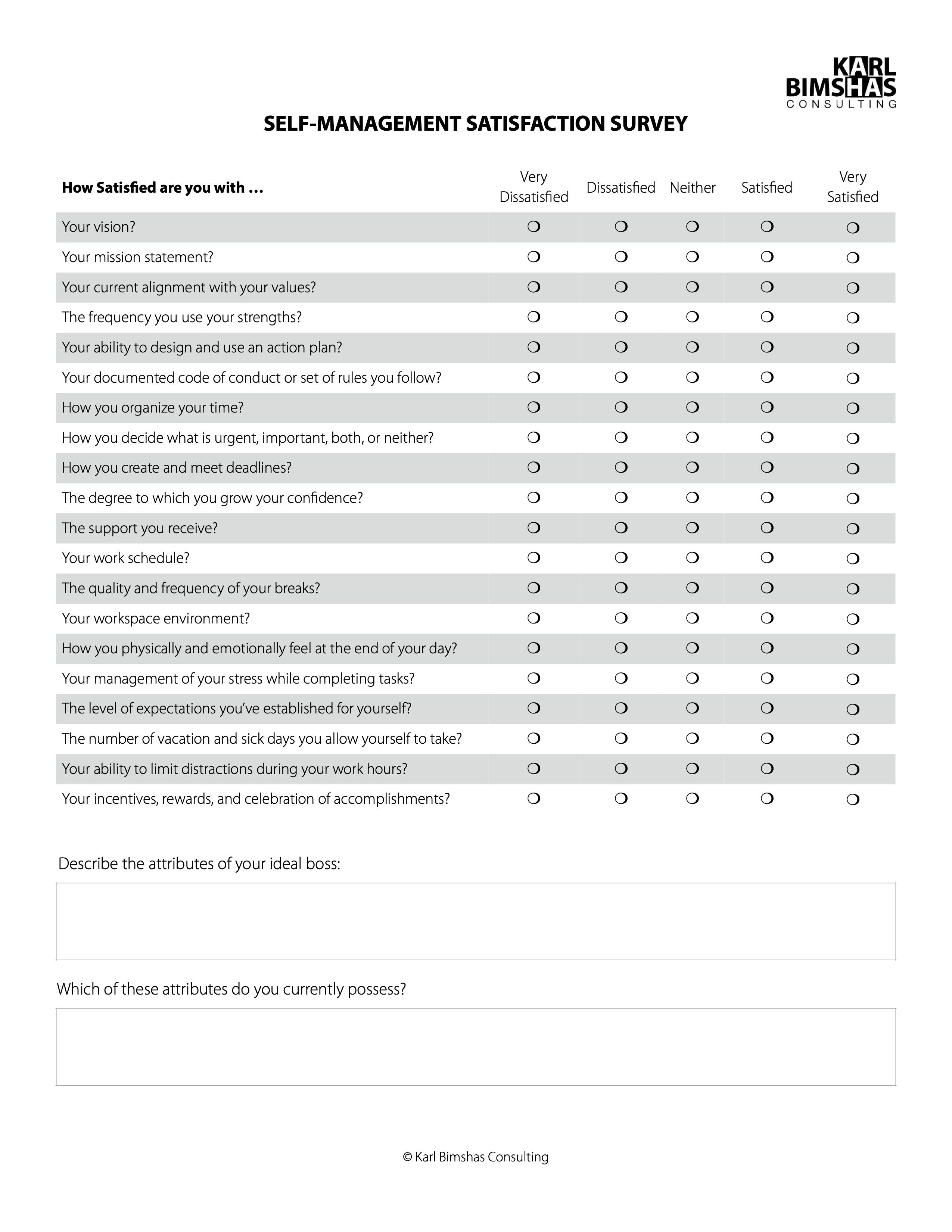 Self-Management Satisfaction Survey