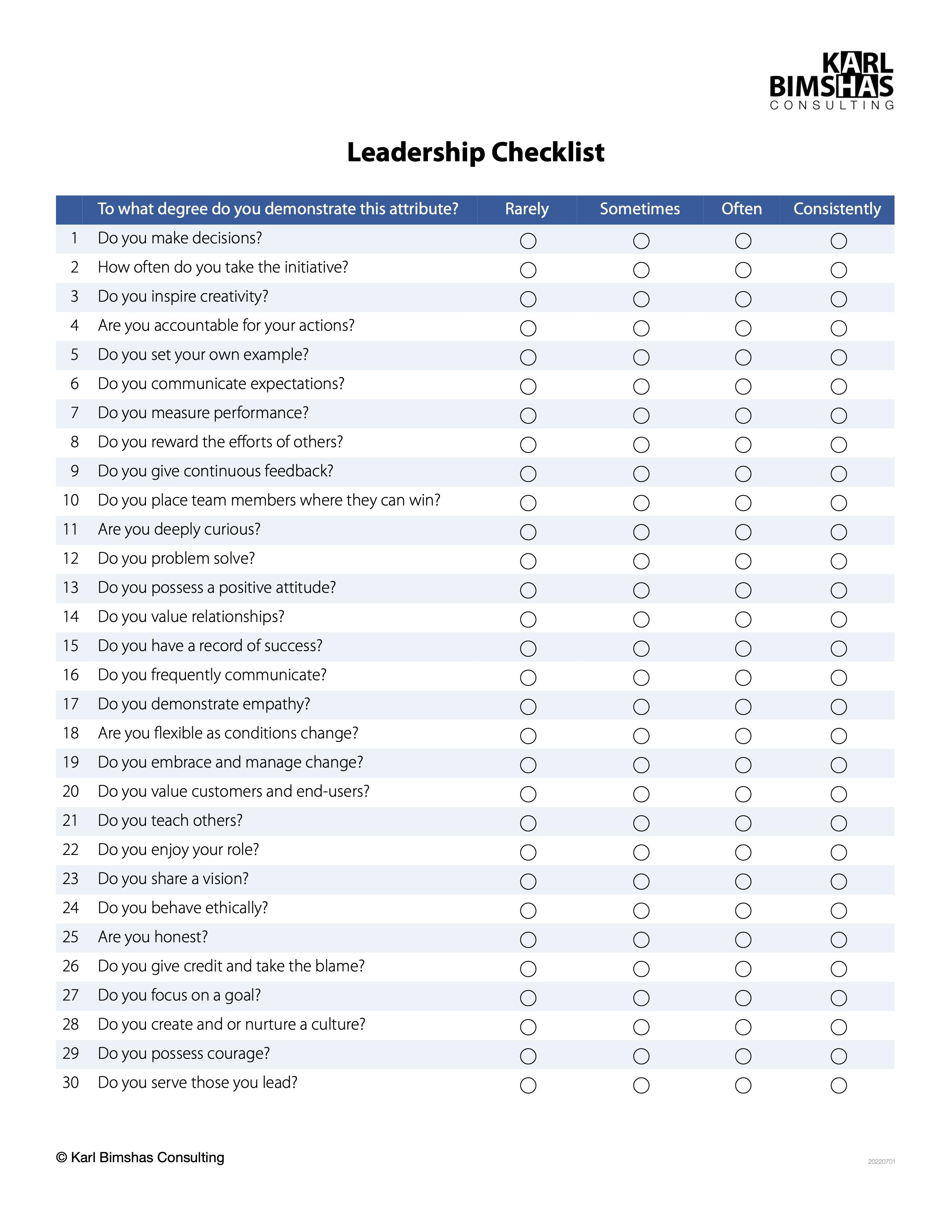 Leadership Checklist