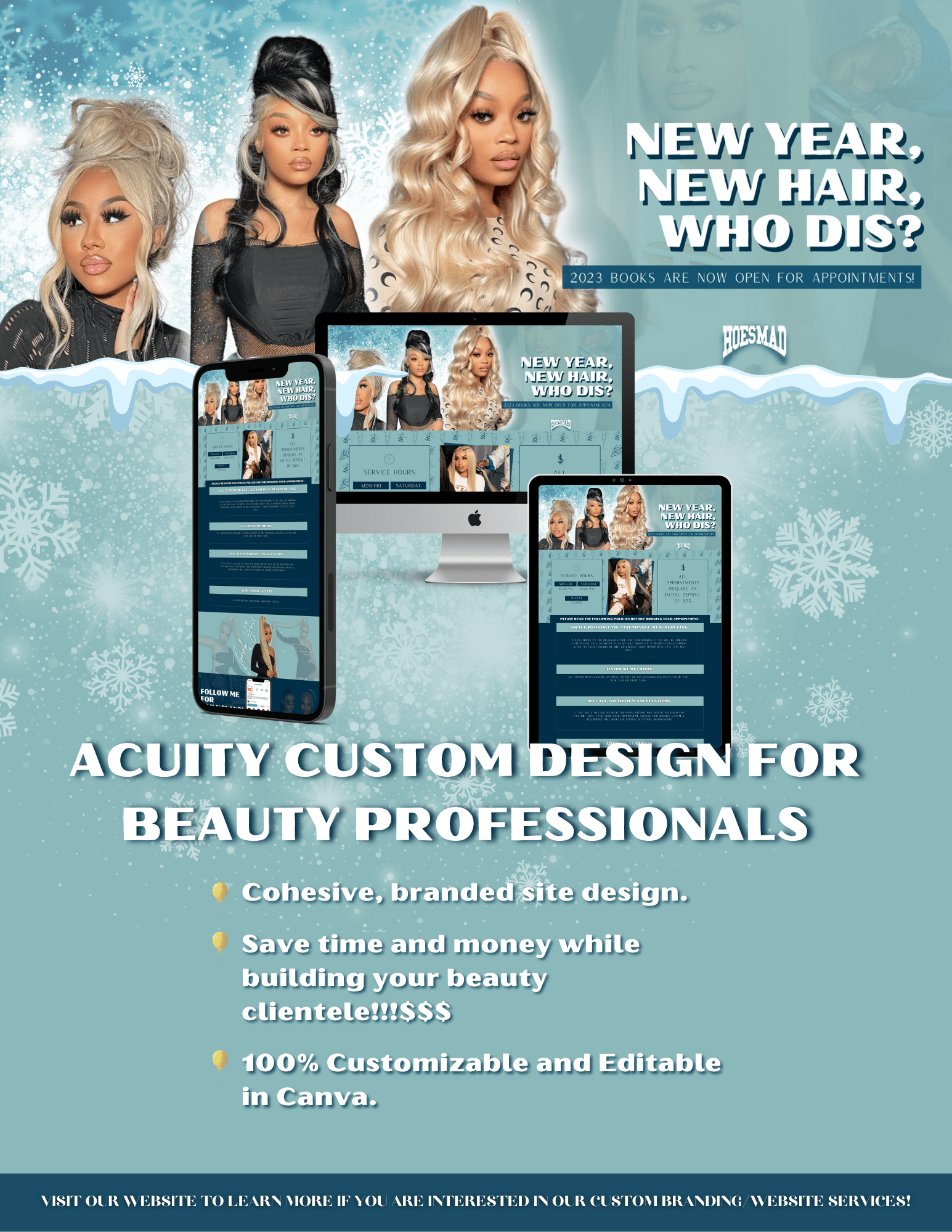 Acuity Scheduling Custom Designs For Beauty Professionals Hairstylists Make Up Artists 8254