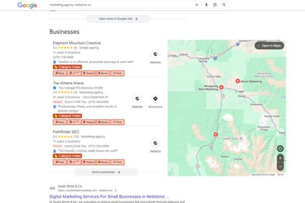 Google Business Profile Map Pack of 3 Top Organic Business Listings